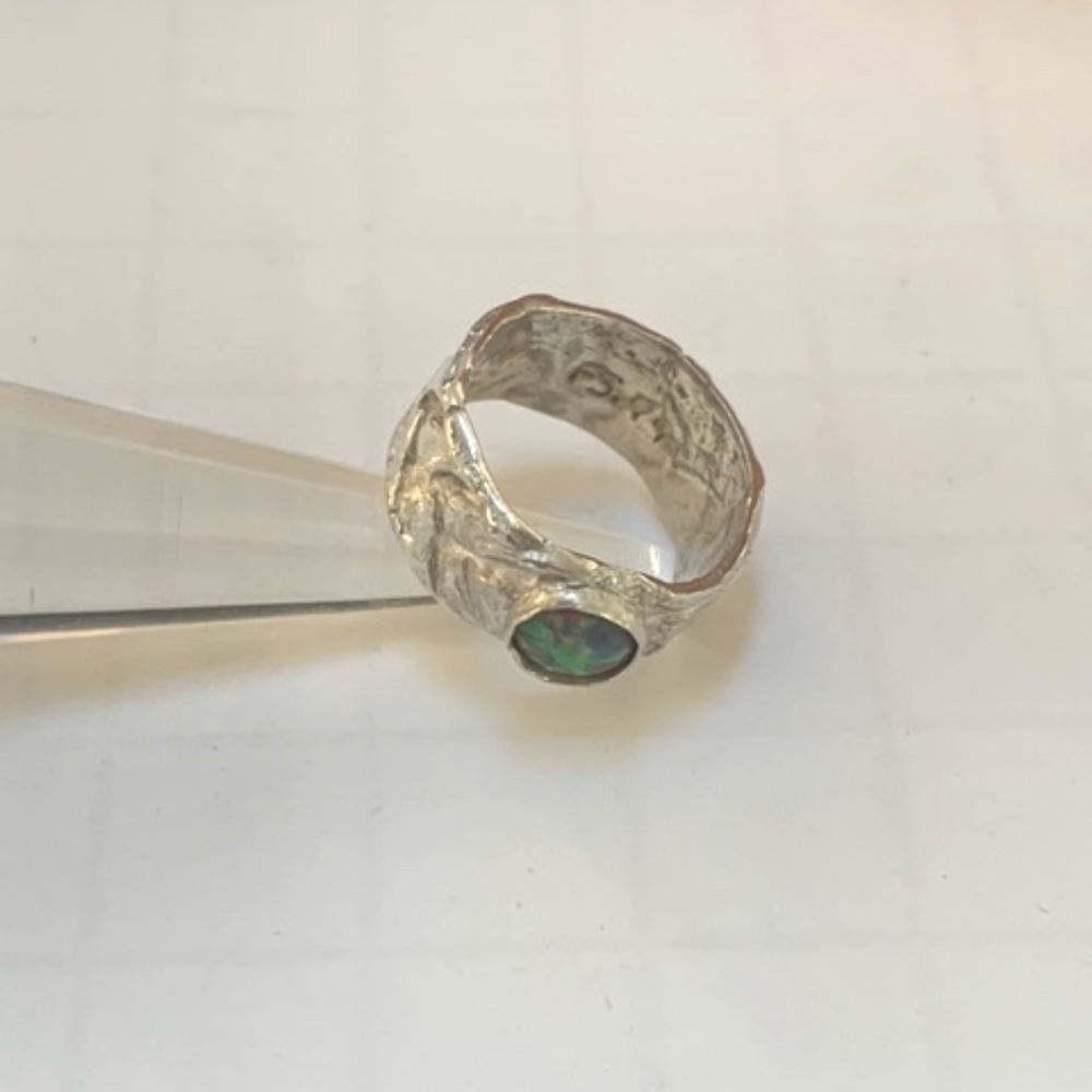 eM Fine Silver (999) Girls Ring, Fire Opal - Size 5